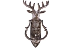 HOMESCAPES Heurtoir de porte décoratif en fonte marron - Tête de cerf