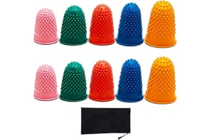 AMANDELIZABE Lot de 10 dés à coudre en caoutchouc pour protéger le bout des doigts (5 tailles) avec sac de rangement