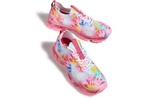 LUCKY STEP Damskie poduszki powietrzne, modne trampki, oddychające, na co dzień, wygodne, lekkie buty do chodzenia, Różowy barwnik do krawata, 38 EU