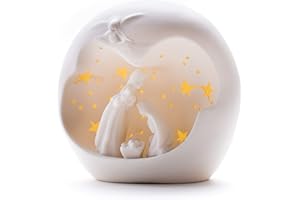 DARO DEKO Porzellan Kugel Krippe mit LED, für Weihnachten - 17cm