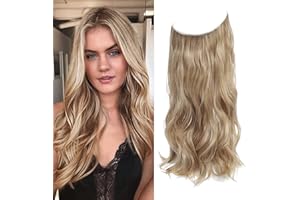NEXYSHE Secret Hair Extensions 20 Inch Dark Blonde Hair Piece Invisible Wire hairextensions Clip in Synthetic hairpieces for Women Natural Wavy hairextension