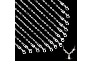 FOKELYI 925 Sterling Silver Plated Chains, 26 Pack Necklace Chains DIY Chains Bulk Link Necklace with Lobster Clasps for Necklace Making Bracelet Extension (18Inches 1.5mm)