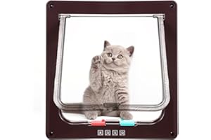 Sailnovo Chatière, Trappe pour Chiens 4 Voies, Fermeture magnétique -pour Chats- 23,5 x 25 x 5,4 cm - Trappe pour Chiens, chatière, Installation Facile avec Cadre télescopique