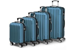 LALAHO Set de 4 Valises de Voyage, Valise Grande Taille, Valise Cabine, Petite Valise, ABS avec roulettes Pivotantes 360°, Cadenas et Poignée Télescopique (Bleu Marine)