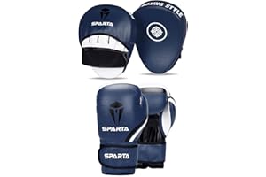 SPARTA Boxing gloves and pads set with patent-pending Underglove Focus Punch Mitts MMA Training Sparring Hook and Jab strike target with Punching Gloves