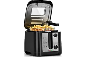 ‎AIGOSTAR Aigostar Olivia - Fritteuse mit 2,5 l Fassungsvermögen, 1650 W, BPA-freie Fritteuse mit Sichtfenster, Temperaturregelung und -anzeige, schwarz