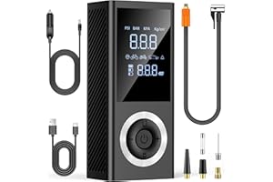 RADCLO Cordless Car Tyre Inflator Air Compressor, Portable Mini 150 PSI Electric Pump with Digital Pressure Gauge, Night LED, Auto Shutoff, Rechargeable Battery – for Car, Bike, Motorcycle, Ball