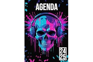 Agenda Scolaire 2024 2025: Tête de Mort | Journalier (une page par jour) | 12x17 cm | Format A5 | Couverture souple | sept 2024 – juil 2025 | Collège ... et fille | Squelette | Gamer, gaming, geek