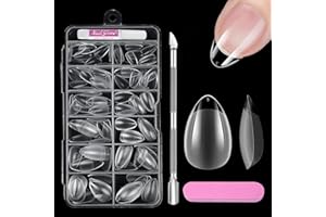 Venares 120 sztuk bardzo krótkich tipsów do paznokci żelowych, 12 rozmiarów, pełne pokrycie, miękkie końcówki żelowe, krótkie końcówki do paznokci, wstępnie uformowane, półmatowe, sztuczne paznokcie
