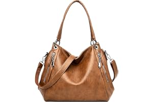 FORRICA Borsa a Mano Donna Borsa Tracolla Moda PU Pelle Borsetta Grande Borse a Spalla Borsa Tote Casuale Marrone