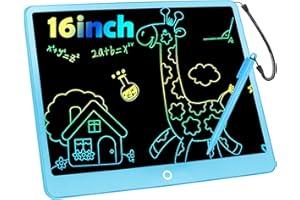 PBEKNCO Tableta de Escritura LCD 16 Pulgadas, Tablero de Dibujo Electrónico, Colorida Pizarra Tableta Electrónica Gráfica Pizarra Infantil Juguete Juego de Regalo Cumpleaños para Niñas y Niños de 3-12 Años