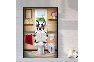 TOKISO Uiujiij Peinture De Bricolage Pour Adultes Bouledogue Français Sur Les Toilettes En Lisant Le Journal Kit De Peinture Par Numéro Sur Toile Pour Débutants 40 * 50Cm