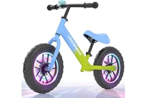Lilian&Gema Laufrad ab 2 Jahre, Laufrad Buntes Beleuchtete Räder, Licht Laufrad Kinder Lenkrad und Sattel Höhenverstellbar, 12 Zoll Laufräder, Balance Bike für 2-5 Jahre, Kinder Laufrad