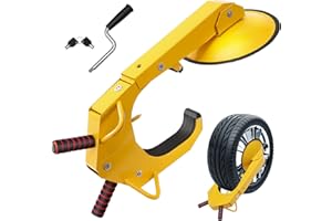 VEVOR Antivol Voiture Universel Sabot de Roue Antivol 16-38 cm Bloque-Roue en Acier Q235 Robuste Grande Ventouse de 30 cm 2 Clés Dispositif de Blocage de Roue pour Véhicules Caravanes Camions Moto SUV