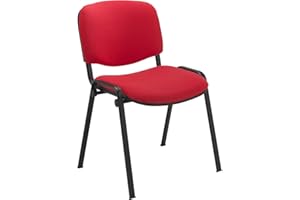 Office Hippo Heavy Duty Meeting Chair, Versatile & Robust Stackable Reception Chair, Office or Conference Chair With Strong Frame & Padded Durable Seat, Up To 115kg Weight - Red/Black, Single