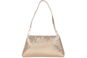 CORIOS Sac de Soirée Femme Bling Sac à Main Sacs à D'épaule de Mariée Petite Tôle D'aluminium Embrayage Pochettes Sacs Fourre-Tout pour Fête Banquet Mariage Or