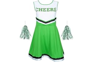 REDSTAR FANCY DRESS Cheerleader Outfit with Cheerleader Pom Poms - Cheerleader Costume Women Fancy Dress Costume - Ladies Cheerleader Costume High School Cheerleading Dress Halloween Fancy Dress Women