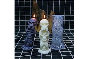 EHOMIIII 3D Large Skull Candle Moulds, Family Halloween Skeleton Candle Silicone Mold Ice Cube Crystal Jewelry Maker Candle Making Festival Party Decoration Accessories