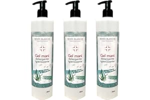 RENÉE BLANCHE 3 Pezzi Gel Mani Detergente Igienizzante con Dosatore - 500 ml - Alcool +70% - Reneè Blanche