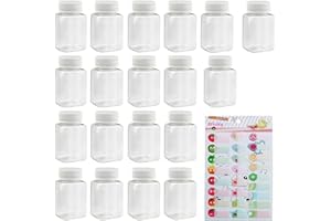SJDOFU 15 PCS 100ml Juice Bottles with Label, Reusable Shot Bottles with Lids, White, PET Material, Airtight, Square, Contemporary Style, Ideal for Home, Juice Bars, Restaurants, Travel, Picnics