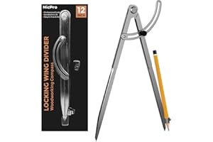 Nicpro Compas 12 pouces pour le Travail du Bois avec Aile et Porte-Crayon, Compas de Crayon de Charpentier Professionnel Idéal pour la Géométrie, le Dessin, la Rédaction