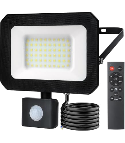 Faretto LED Da Esterno Con Telecomando E Sensore Di Movimento 50W: IP67 7000K 5000LM, Bianco Freddo Per Giardino
