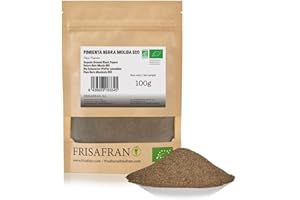 FRISAFRAN | Pimienta negra molida 100g | Pimienta pura | Pimienta Negra Molida Bio | 100% Ecológica y Natural | Sabor Intenso | Ideal Guisos, Salsas, Ensaladas | Sin Aditivos | pimienta molida Vegana