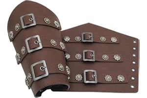 Mayting 2PCS Viking Medieval Arm Guards Leather Buckle Bracers Knight Gauntlet LARP Retro Renaissance Archery Wristband Arm Cuff Armor Halloween Costume Accessories