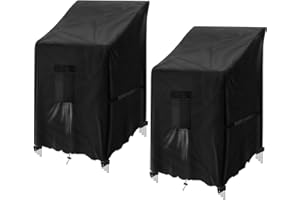 GARPROVM Housse de Chaise de Jardin 2 Pièces, Housse de Protection pour chaises empilables, perméable à l'air imperméable Tissu Oxford Housse Chaise Extérieur pour chaises de Balcon (91x71x120cm)