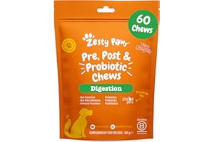 Zesty Paws Probiotic Chews for Dogs | Supports Gut Health, Stool Quality & Digestive Balance, Bad Breath | Contains Prebiotics, Probiotics & Postbiotics, Pumpkin & Linseed | Daily Use | 60 Chews
