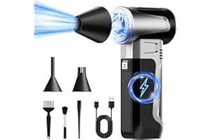 HOTPEAK Compressed Air Duster - Electric Air Duster Rechargeable 180000RPM with 3 Gear Adjustable Compressed Air Blower, Mini Blower for Keyboard, PC, Home Cleaning Outdoor, Car Cleaning