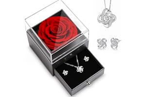 Elekin Wieczna róża z łańcuszkiem i kolczykami, prezent dla kobiet