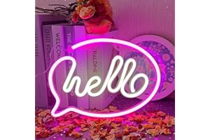 UExnkj-Y Enseigne au Néon,Hello Neon Lights LED Néons Chambre à Coucher Alimentée par USB ou Par Batterie Noël bar Fête Vacances Décoration Cadeau Bonjour Néon