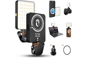 BNEHHOV 128 LED Selfie Light, 3000 mAh Magnetic Video Conference Light, Mobile Phone with 3 Light Modes and 10 Levels of Brightness, 3000-6500 K Rechargeable Clip Video Light for Phone, Laptop, Video