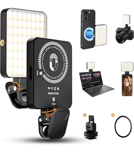 Luce Selfie LED Ricaricabile Per Telefono - 3000-6500K, 10 Livelli Luminosità, CRI 95+, Con Clip - Foto 11