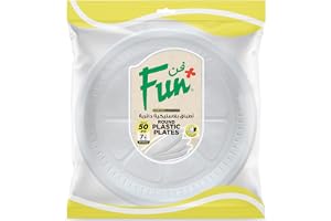 FUN BY AL BAYADER فن ® Everyday Disposable Plastic Plate set, Medium, 18 cm, Pack of 50