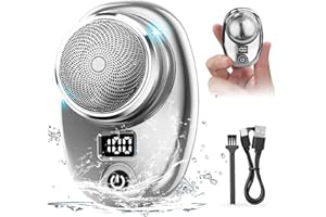 AMNF Mini rasoio elettrico, tascabile, portatile, con schermo LCD, mini rasoio elettrico da uomo, mini rasoio di ricarica, adatto per casa, viaggi (argento)