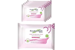 GOSOYO Fresh'n Soft Lingettes Démaquillantes Waterproof Peaux Sèches&Sensibles, Effet Anti-Âge, Enrichies en Extrait d’Huile d’Olive, Noix de Macadamia, Camomille et Vitamine E (125 Unité Seché (Lot de 5))