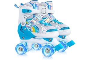 MammyGol Adjustable Inline Skates for Kids,Roller Skates with Featuring All Illuminating Wheels - Beginner Skates for Girls and Boys,Youth and Ladies.