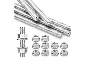 NASXKJI 5 Pcs M8 x 300mm Fully Threaded Rods DIN976 Stainless Steel A2 V2A with 10 Hex Nuts Threaded Bars for Furniture Assembly Equipment Brackets Building and Construction Support