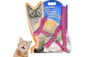 MUJGAN Cat Harness, Kitten Harness, Cat Collar and Leash Set - Soft Adjustable Vest with Escape Protection, Breathable Reflective Stripe Jacket - Gift for Cat Lovers (Pink)
