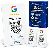 NFC and QR Reviews Poster Pack + 2 NFC Cards Reviews in Spanish | Soporte de mostrador para la barra, la recepci&oacute;n o la caja.