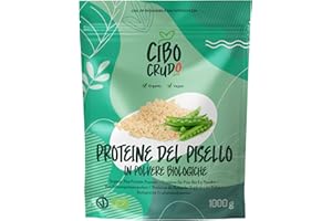 CIBO CRUDO CRUDO BIOLOGICO VEGAN Proteine del Pisello in Polvere Bio - 1Kg. Proteine Vegane in Polvere. Vegan Protein Powder Organic Pea. Proteine Vegetali in Polvere Vegan Naturalmente Senza Glutine. Integrazione Sportiva Vegana.