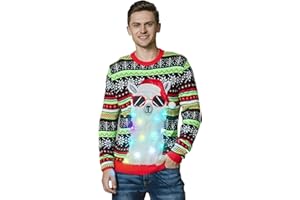 OFF THE RACK Sweter Mężczyźni Zabawny męski sweter bożonarodzeniowy LED, uniseks