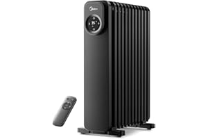 Midea Radiateur à Bain D'huile, 11 Ailettes Avec Télécommande Et écran Tactile LED-Chauffage Efficace, Protection Contre La Surchauffe, Minuterie 24h, Silencieux, Thermostat Réglage, 2300W, Noir