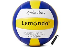 ‎LEMONDO lemondo Volleyball PU Soft Beach Volleyball Soft Waterproof with Pump Indoor Outdoor Water Ball for Game Training Beach Balls