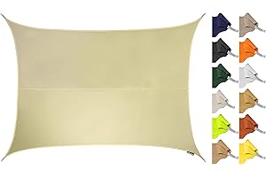 Kookaburra 4m x 3m Rectangle Water Resistant Garden Patio Sun Shade Sail Canopy 96.5% UV Block with Free Rope (Ivory)