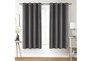 Utopia Bedding Opacas Cortinas Salon Modernas 2 Piezas 132x160 cm, Gris - Cortinas Térmicas Aislantes Frío Calor y para Dormitorio, Salón y Cocina con Ojales