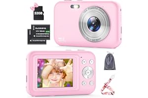 FLYFROST Fotocamera Digitale Compatta con scheda da 32GB, 1080P 44MP Macchina Fotografica Digitale con Zoom Digitale 16X Flash e 2 Batterie, Ricaricabile Fotocamera per Bambini, Adulti, Principianti (Rosa)