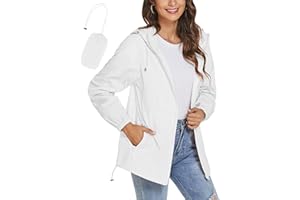 iWoo Damskie wodoodporne kurtki lekki płaszcz przeciwdeszczowy kurtka przeciwdeszczowa Packaway płaszcze przeciwdeszczowe z kapturem